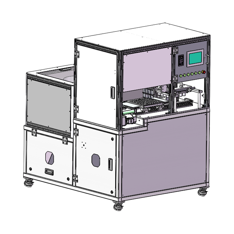Máquina de alimentación y carga de bandejas de aluminio para cosméticos completamente automática